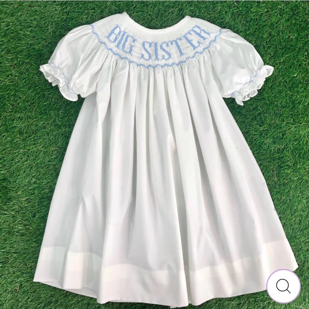 Pleats & Stitches BIG SISTER smocked dress 3T